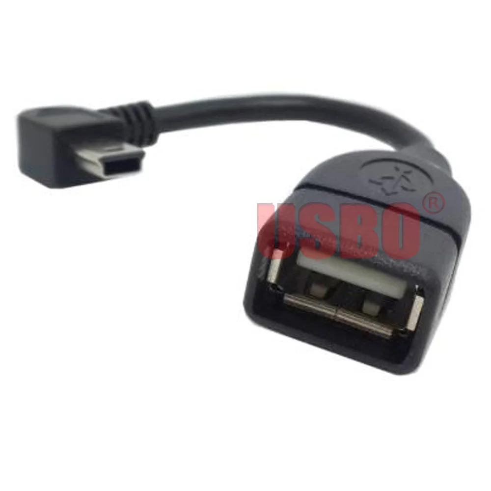 

Поставка прямого локтя, черный 0,1 м, USB 2,0, Женский к мини-USB 5P OTG, мужской планшет MP4, автомобильный аудио U-диск, адаптер, кабель
