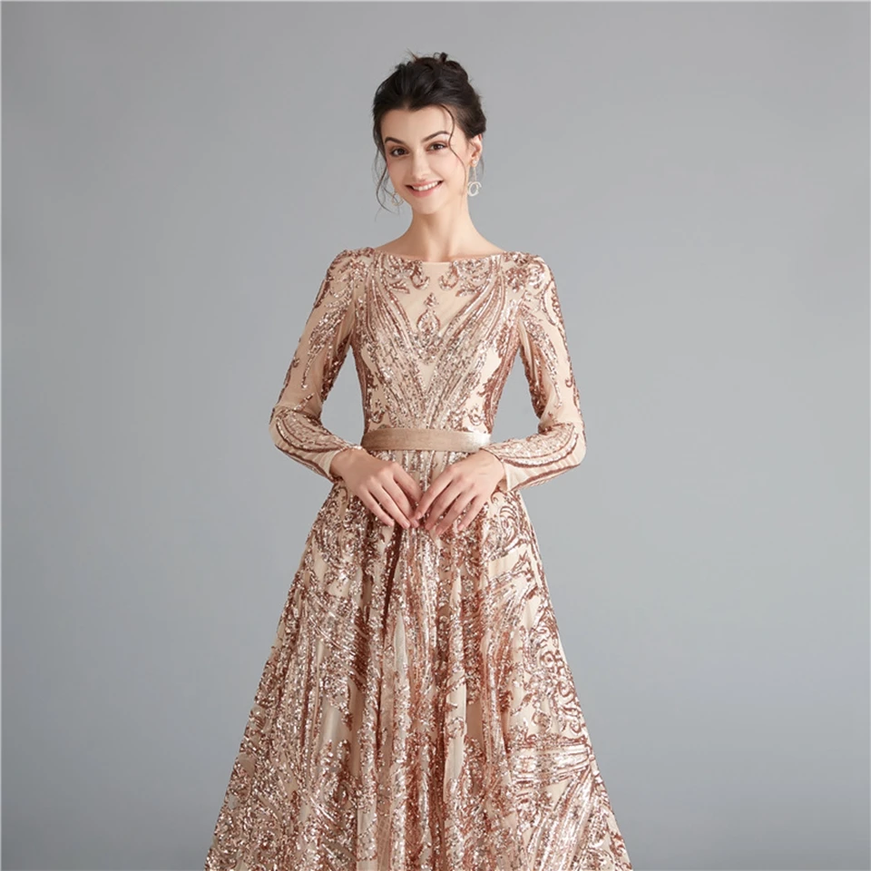 Lakshmigown Dubai Muslim Evening Party Gowns Dresses Burgundy Elegant Arabic Women Sequins Prom Dresses Long Sleeves