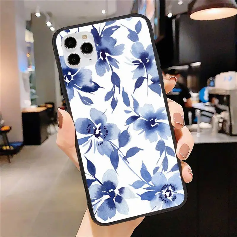 

Flower Drawing Phone Case for iphone 11 12 Pro Max Black Cover Xs X XR 7 8 6 6S Plus 5 5S SE 2020 Fundas Coque Etui