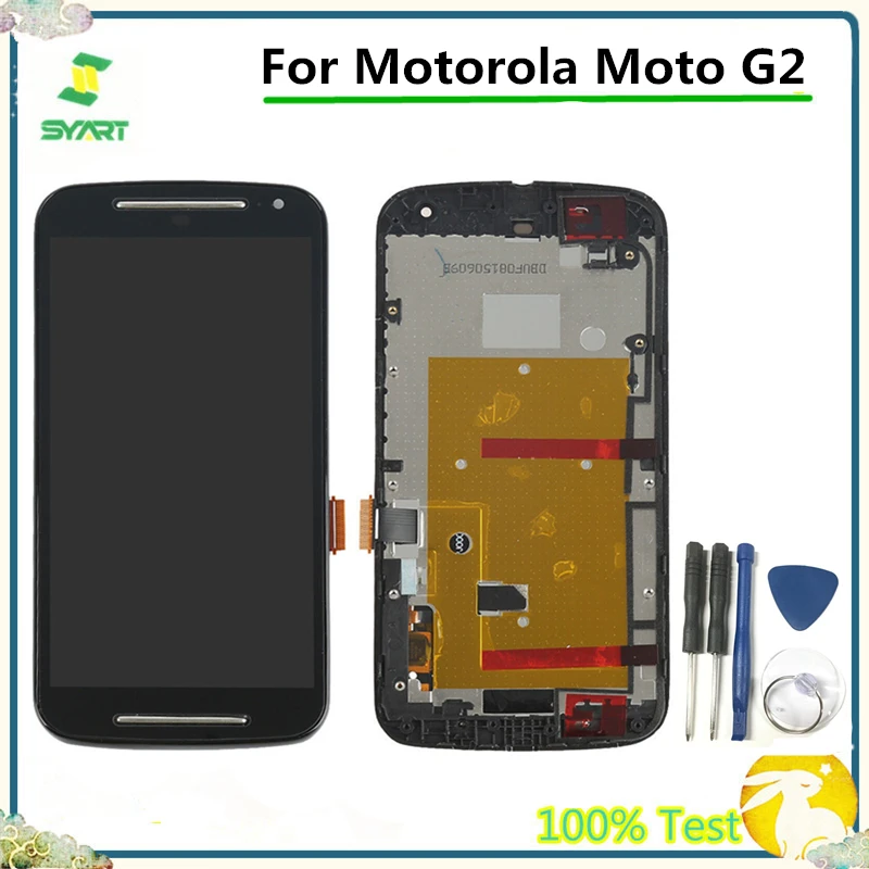 Протестирован для Moto G2 ЖК-дисплей с кодирующий преобразователь сенсорного экрана в сборе с рамкой для Motorola Moto G2 XT1063 XT1064 XT1068