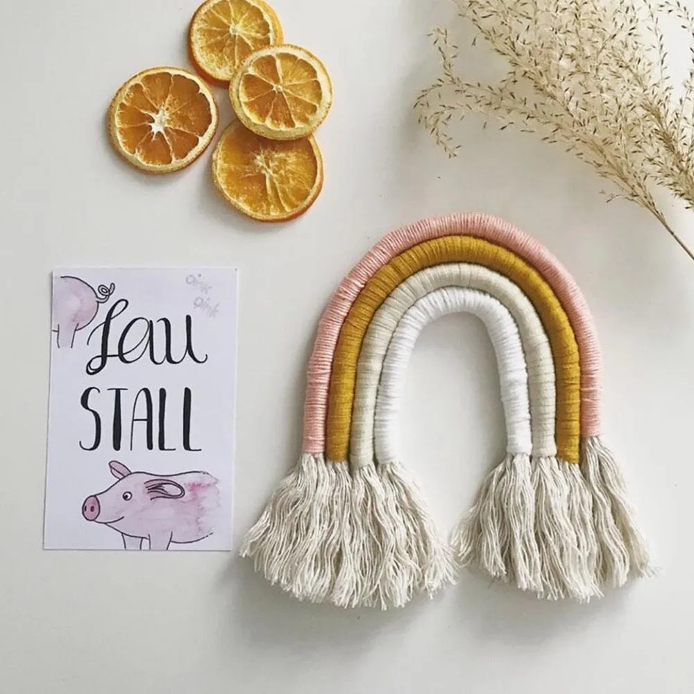 Детская комната Радуга Настенный декор ручной работы хлопок Висячие ткачество