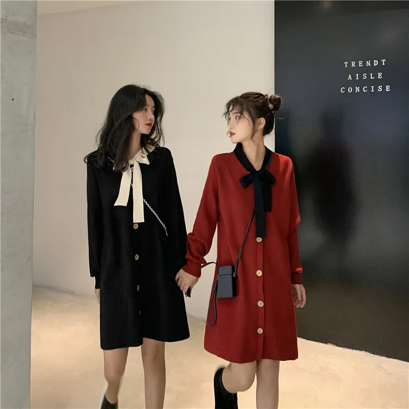 

Новая женская одежда HFJ на раннюю осень 2021, модная красная универсальная юбка, холодное трикотажное платье фаната богини янки с бантом