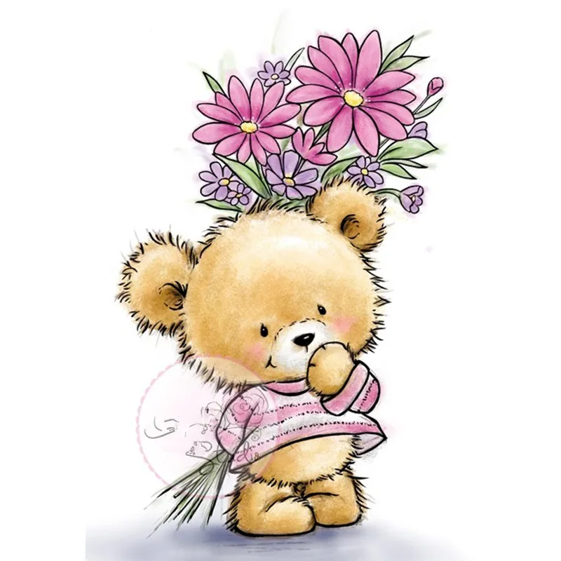 Резиновые силиконовые прозрачные штампы для скрапбукинга "Медведик" для создания открыток, рисования на штампе, изготовления фона.