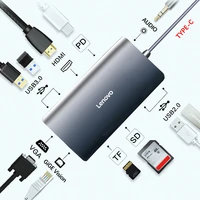 lenovo usb 3 0 type c hub to hdmi vga audio 1000mbps gigabit ethernet adapter 4k tf sd reader pd for laptop macbook splitter