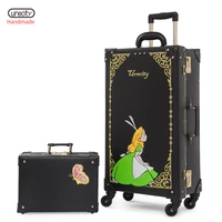 urecity stylish luggage sets of 2 pieces with swivel caster wheels and combination lock retro and cute suitcase set for schoolg