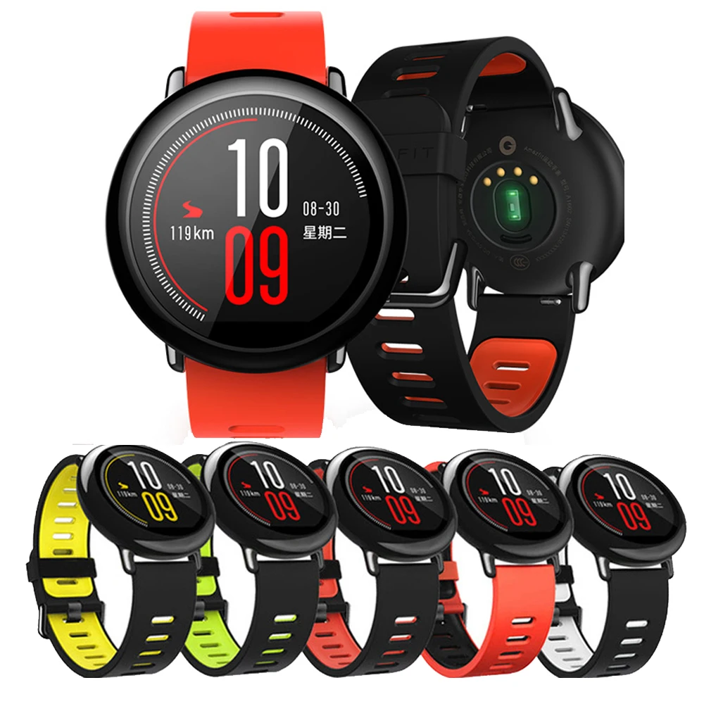 22 мм спортивный силиконовый ремешок для наручных часов Xiaomi Huami Amazfit Bip BIT PACE Lite
