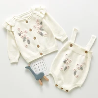 twin cute infant girls rompers autumn ruffle flower cotton newborn baby jumpsuit suspender toddler clothes outfits suits
