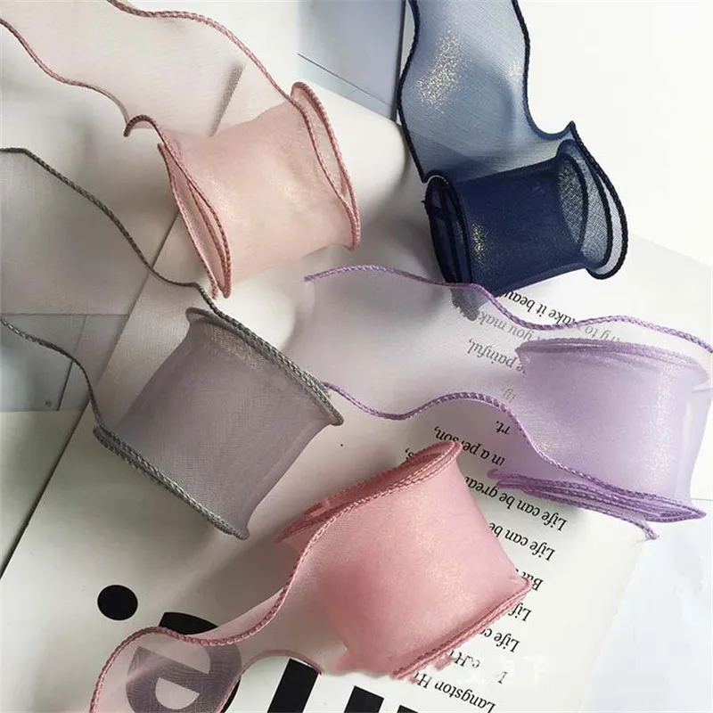 

Kewgarden горячее тиснение волнистые края органза атласные ленты 5 см 2 "DIY бантик для волос аксессуары вручную изготовленная лента оптовая прода...