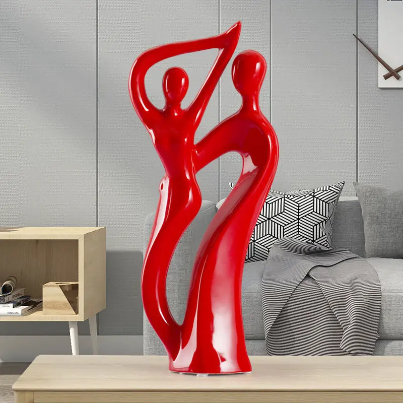 

MODERN CERAMIC BLACK WHITE RED THREE COLOR COUPLE ACCESSORIES HOME LIVINGROOM TABLE FIGURINES CRAFTS HOTEL OFFICE DECORATION ART