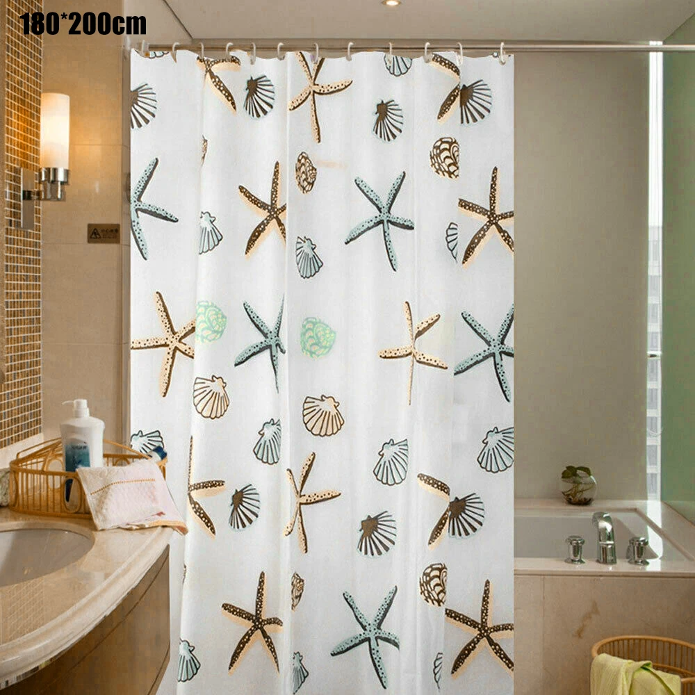 

Curtains Starfish Printing Shower Curtain Waterproof Mildew Proof Bathroom Decor Transparent Bathtub Cover Bath Curtain