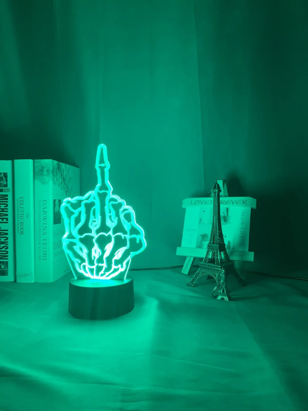 Акриловая 3D лампа "Средний палец черепа" ночник для взрослых мальчиков офисное украшение атмосферы, цветочная светодиодная ночная лампа.