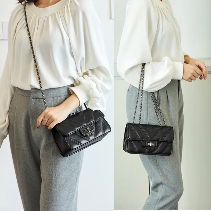 Мини Стеганая Кожаная сумка с двойным клапаном 2019 новые роскошные дизайнерские