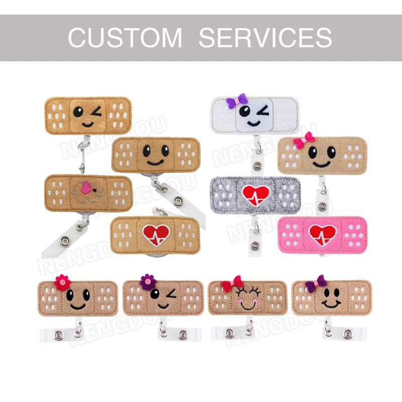 NENGDOU Band Aid Embroidery Retractable Card Holder Cute Cartoon Doctor Nurse Exhibition ID Name Badge Reel Office Supplies | Дом и сад