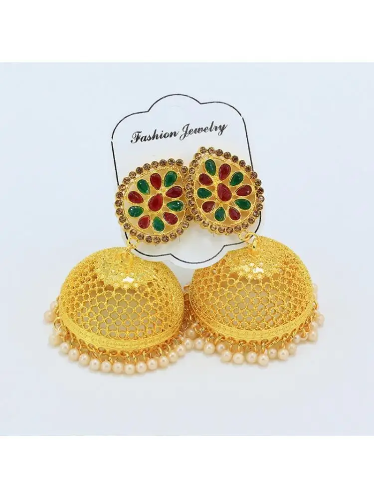 

Bollywood Traditional Wedding Enamel Jhumki Jhumka Earrings Beaded Tassel Indian Ethnic Drop Earrings Fashion Jewelry