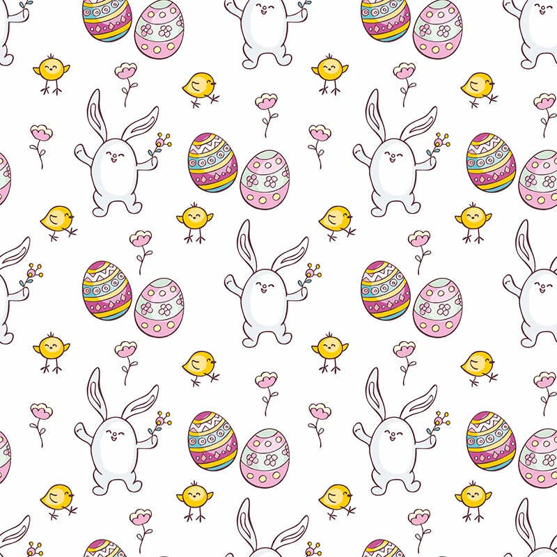 Polyester Easter Fabric by The Yard Rabbit & Egg Pattern thin stretch Decorative for Upholstery DIY Pillowcase Bedding | Дом и сад