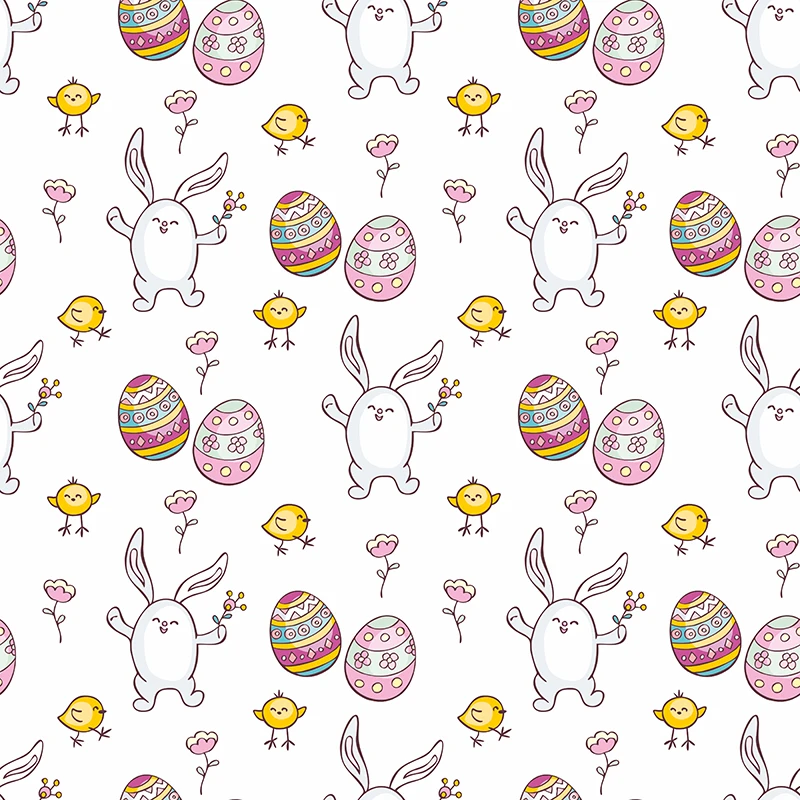Polyester Easter Fabric by The Yard Rabbit &amp Egg Pattern thin stretch Decorative for Upholstery DIY Pillowcase Bedding | Дом и сад