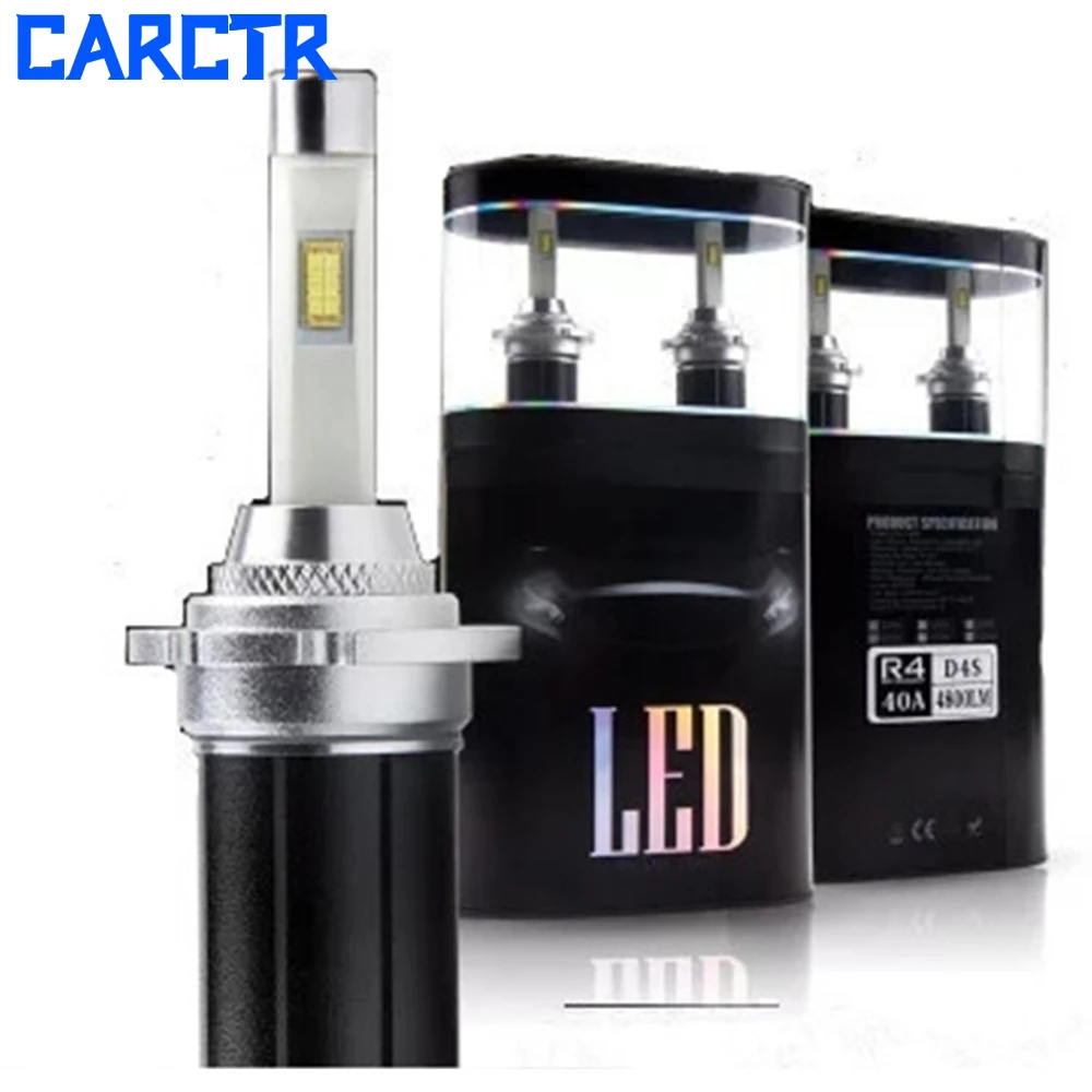 CARCTR из 2 предметов автомобиля светодиодный фары H7 1 год гарантии 60W 6000K H1 H3 H4 880/881 H7 H11/H8/H9 9005 дальнего и ближнего светодиодный фары R4