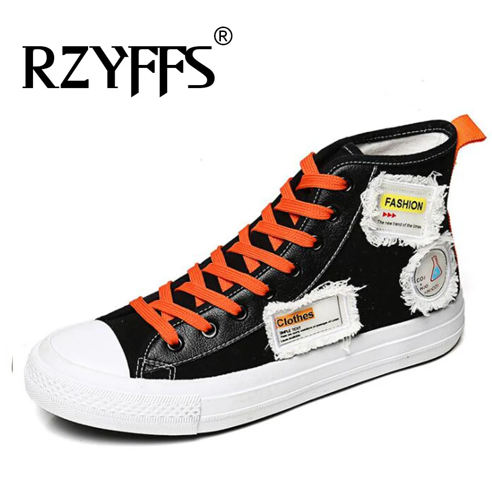 Высокие холщовые туфли на плоской подошве для студентов Брендовые мужские