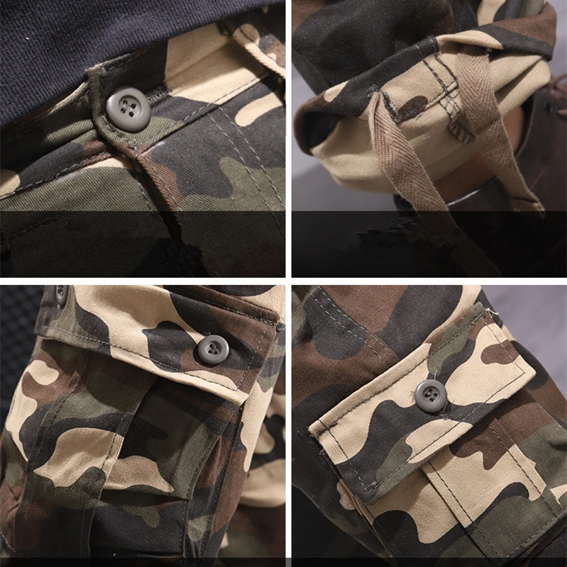 

Camouflage Men's Cargo Pants Multi Pocket Cotton Military Camo Pants Army Track Long Trousers Male Streetwear Overalls Pants