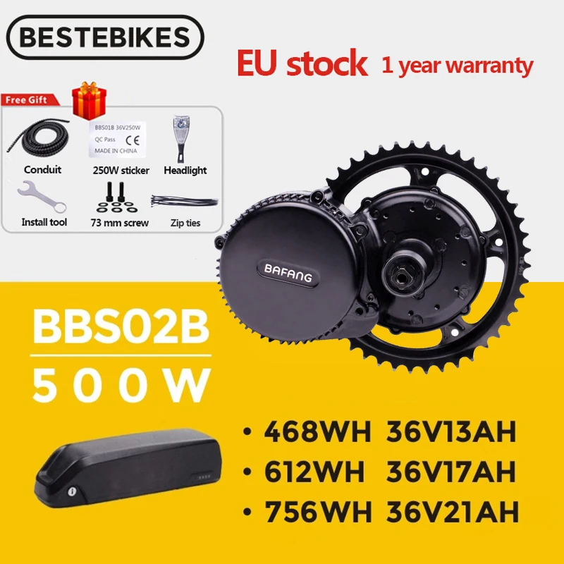 Bafang BBS02B BBS02 36V 500W мотор с средним приводом электрический велосипед комплект 36V21AH