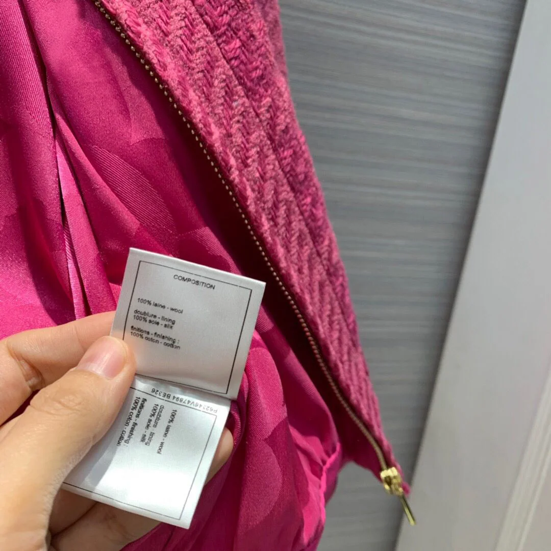 

newest rose color 100% wool tweed short jacket runway designer woven zipper pockets chic coat outwear with silk liner