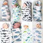 Спальный мешок для новорожденных, Одеяло пеленка с принтом из пеленка для сна муслина с милыми мультяшными животными и шапочка, комплект из 2 предметов для новорожденных