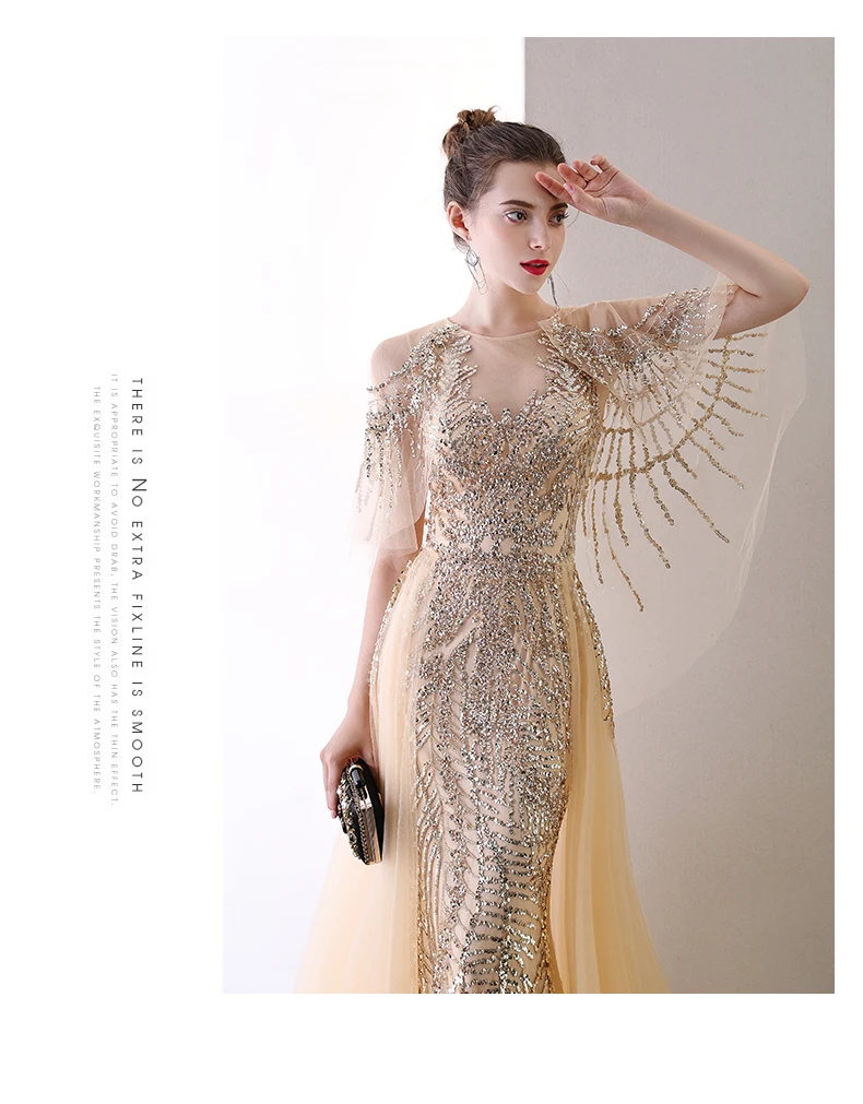 

Women High Quality Party Gown for Matured Women Sequins Evening Dress In Stock