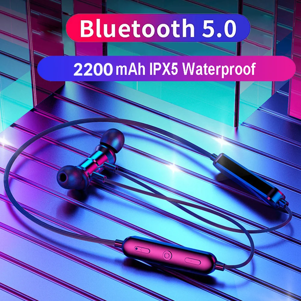 Bluetooth 5 0 Беспроводные наушники с микрофоном Магнитная bluetooth гарнитура HD Bass