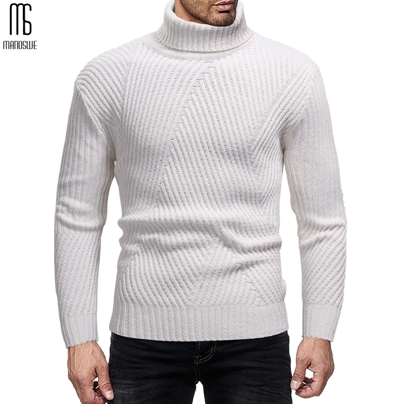 Мужской пуловер с высоким воротником Manoswe однотонный облегающий Повседневный