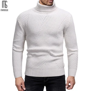 Мужской пуловер с высоким воротником Manoswe, однотонный облегающий Повседневный трикотажный джемпер, Осень-зима 2019