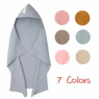 2022 new baby hooded bath towel receiving blanket muslin cotton 4 layers gauze swaddle