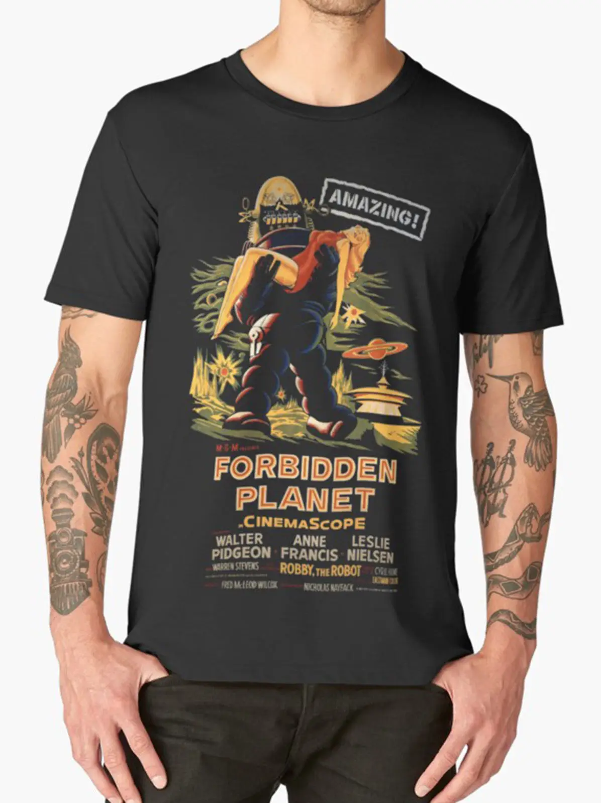 

FORBIDDEN PLANET T SHIRT MOVIE FILM VINTAGE RETRO CULT HORROR Short Sleeve T-Shirt Funny Print Top Tee Letter Printing