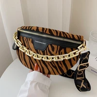 women waist bags trendy leopards pattern chest bag high quality outdoor casual women crossbody bags gold thick chain fanny pack