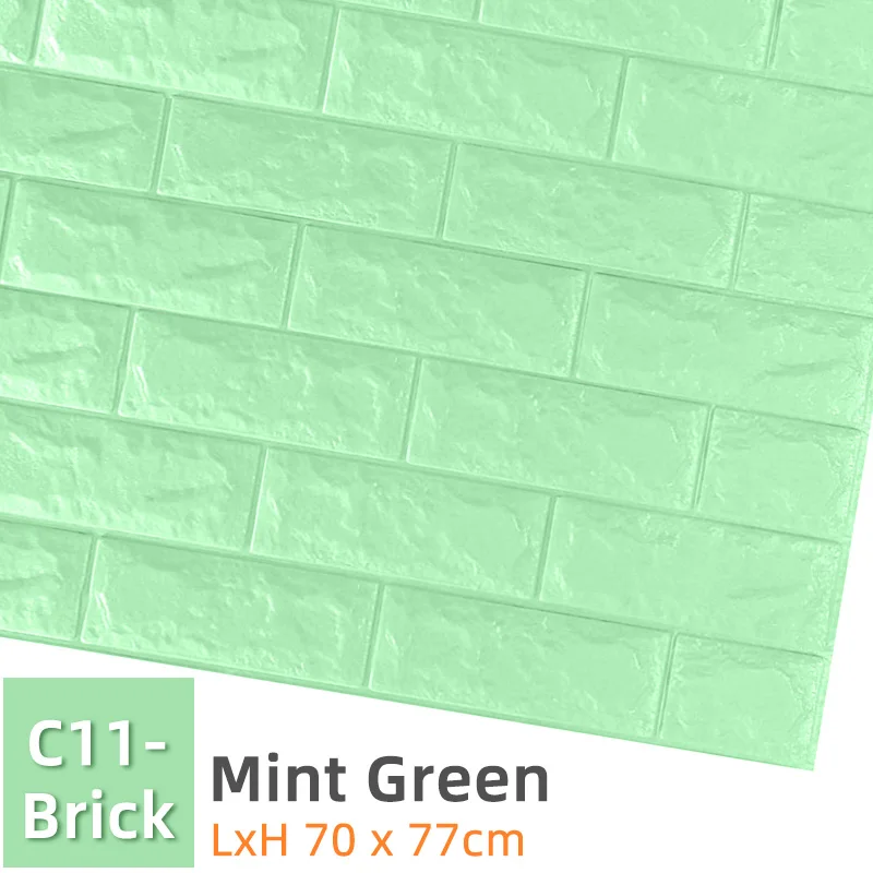 C11-Brick-Mint Green Kaguyahime Самоклеящиеся 3D наклейки на стену водонепроницаемые DIY Пена кирпичная настенная бумага ТВ фон Декор мраморная настенная бумага красочный кирпич - Цвет: C11-Brick-Mint Green