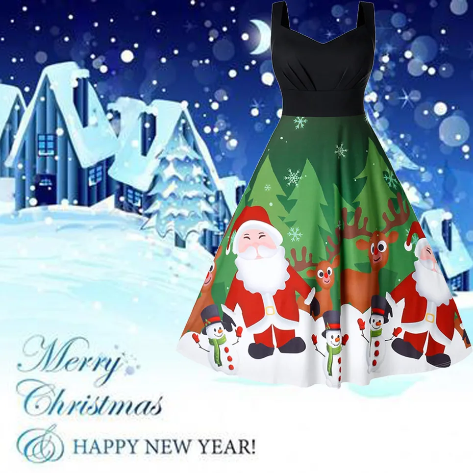 Женское платье в рождественском стиле повседневное свободное с милым воротником