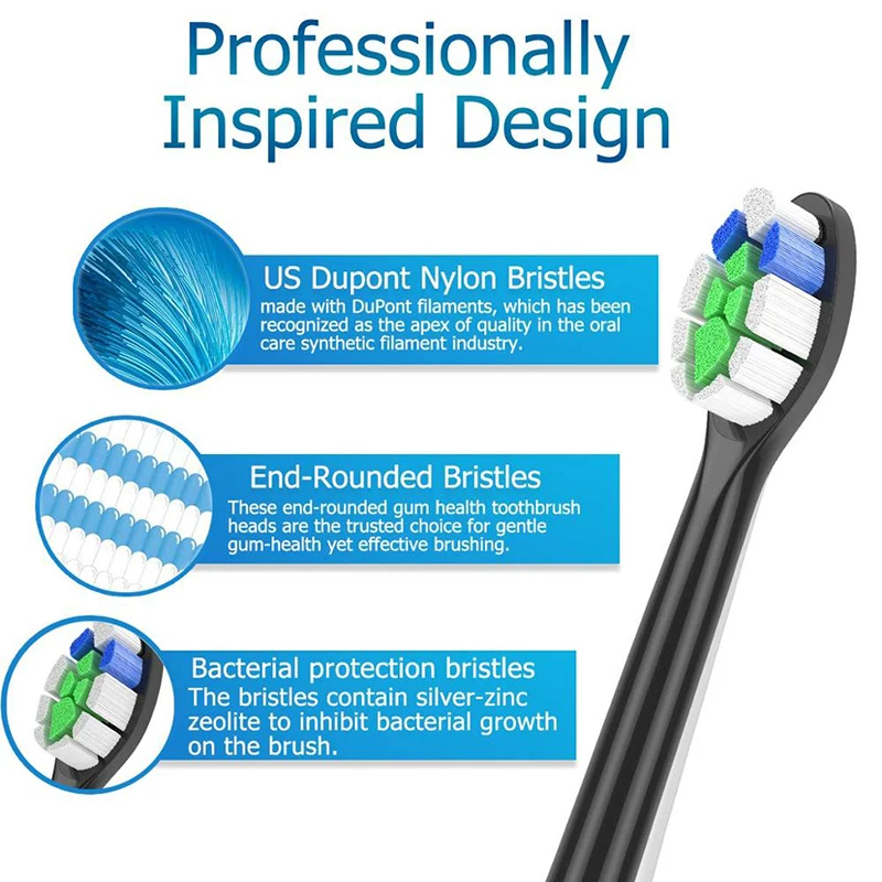 

2pcs Brush Heads Replacement for Philips Sonicare Diamond Clean FlexCare HX6064/14 Standard Electric Tooth Brush Replace Heads