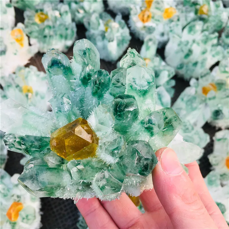 

500-800g natural green ghost quartz crystal cluster healing crystals raw gemstone specimen for home&office decoration fengshui