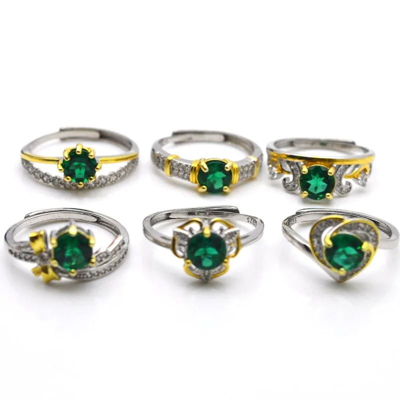 

RS Natural Free Shipping Gem Women's Ring 6 Styles Gold Plated Emerald Ringen Fashion Jewelry Adjustable Rings Fine Jewelry