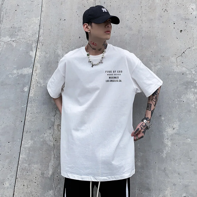 

Летняя новая молодежная модная футболка с коротким рукавом в английском стиле модная повседневная свободная футболка в стиле хип-хоп для у...