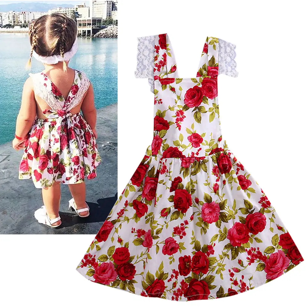 2018 Новое модное милое кружевное платье с цветочным рисунком для маленьких