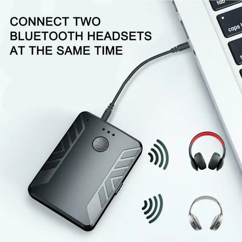 

1to2 Rechargable Bluetooth 5.0 Receiver Transmitter Wireless Audio Adapter For 3.5mm Car TV PC Headphones Mic Speaker Receptor