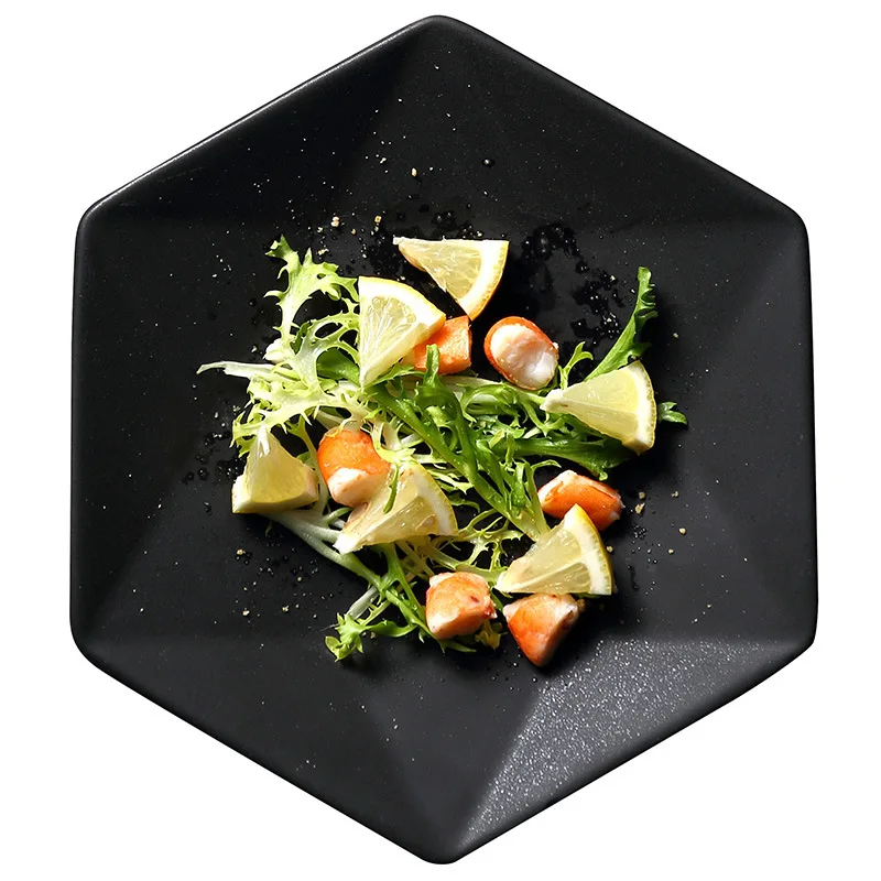 Твердая Шестигранная керамическая тарелка скандинавские матовые глазурные