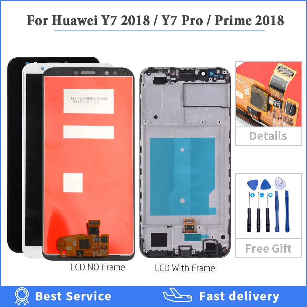 Дисплей для huawei Y7 2018 ЖК дисплей сенсорный дигитайзер Pro с рамкой Prime экран в
