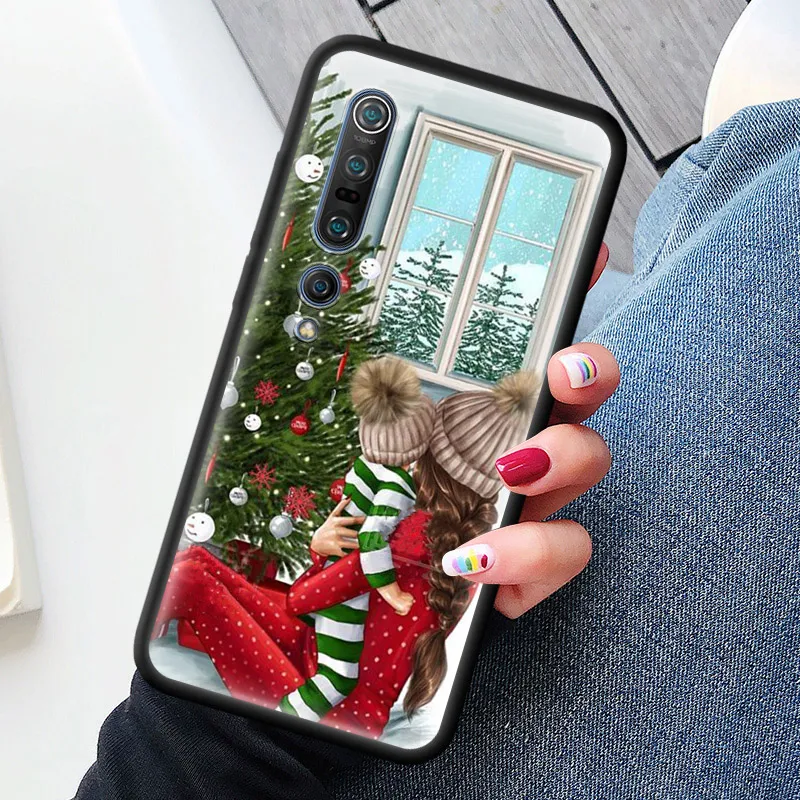 

Fashion Girl Christmas Case For Xiaomi Mi Note 10 Pro 5G 9T Pro 9 SE 8 A2 Lite CC9 A3 Poco X3 NFC F1 Black Soft Coque Casos 11