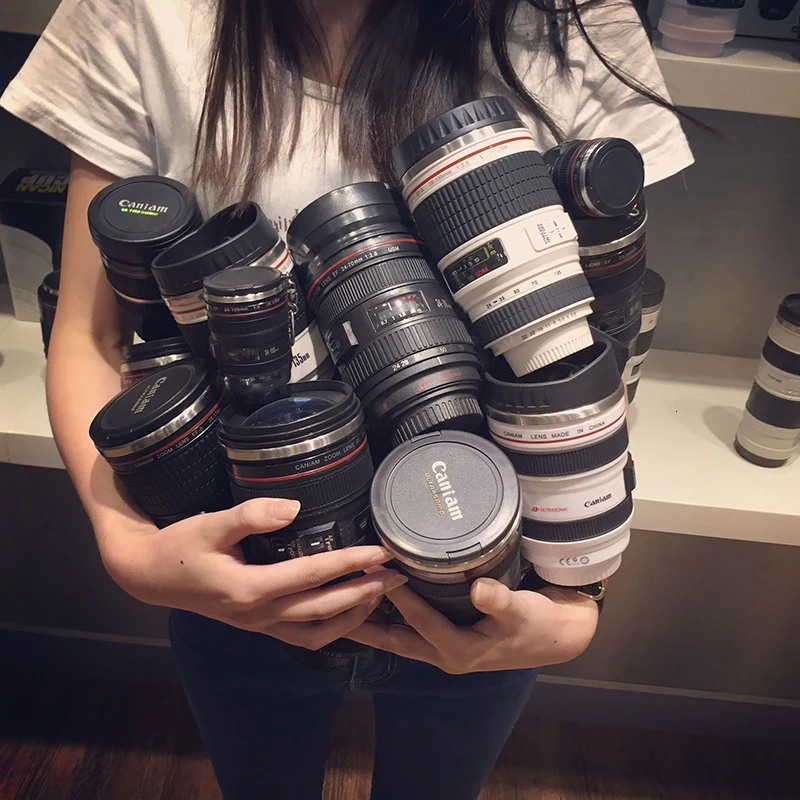 Anti-scald Coffee Cup SLR Simulation Camera Lens Mugs Anti-slip Stainless Steel Thermal Mug Decoration Home Drinkware | Дом и сад