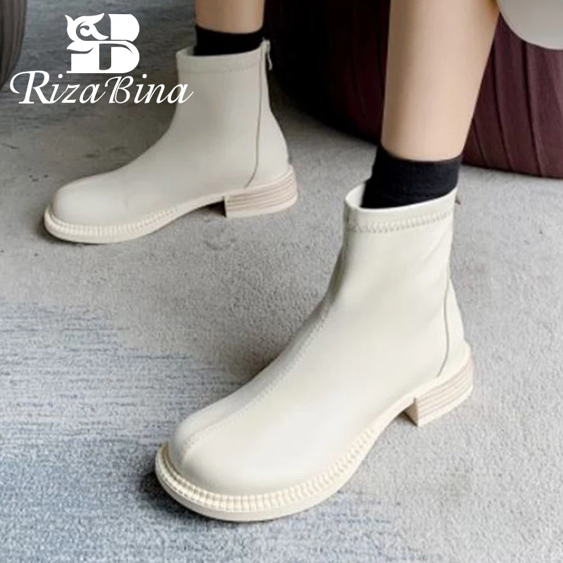 

RIZABINA Size 33-43 Women'S Ankle Boots Shoes Low Heel Concise Short Boot Party Club Winter Autumn Fashion Ladies Footwear