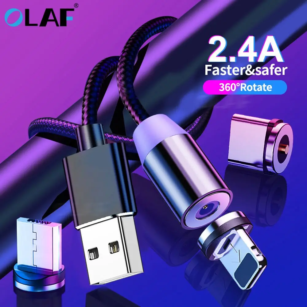 Магнитный кабель OLAF USB Type C/Micro usb для iphone XR 7 Xiaomi быстрое зарядное устройство Micro
