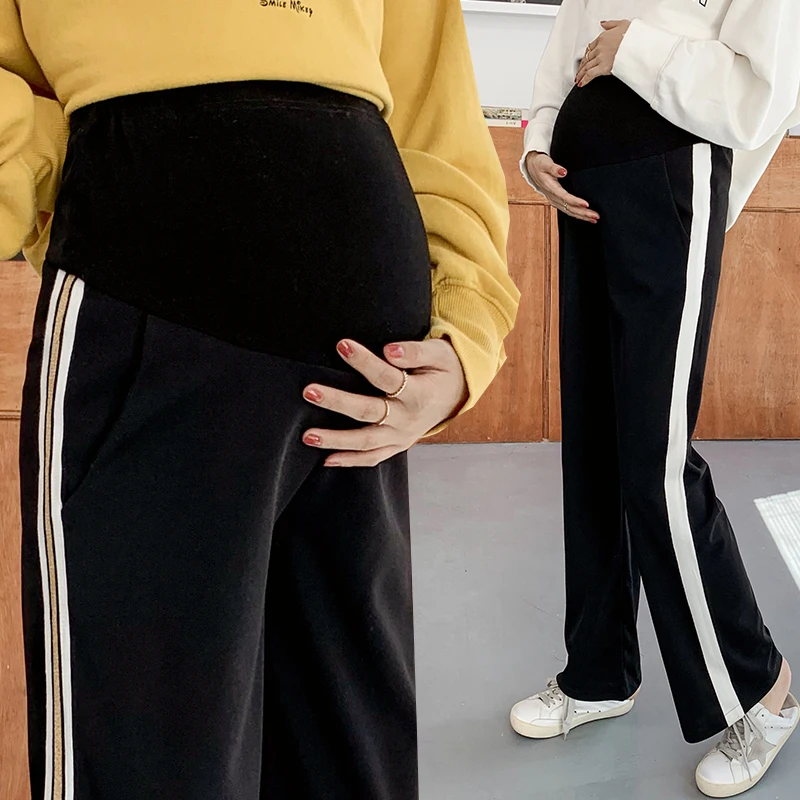 

3026 # зимние толстые теплые бархатные брюки для беременных женские прямые свободные брюки для живота одежда для беременных женщин