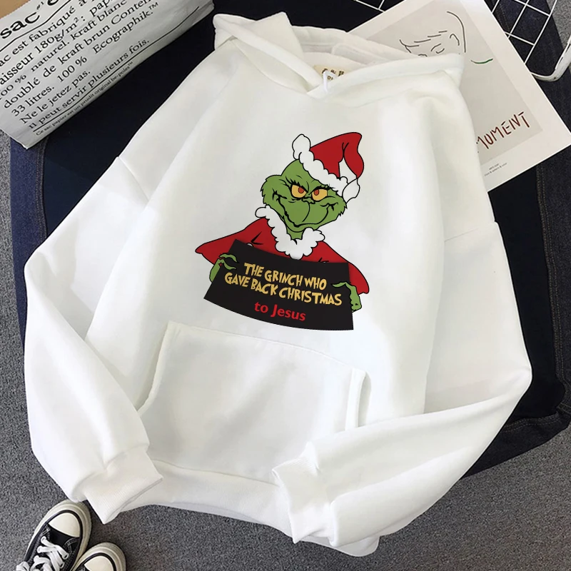 

Grinch Christmas Hoodies 2021 Winter Women Sweatshirt Harajuku Aesthetic Casual Vintage Graphic Plus Size Female Clothes Hoodie