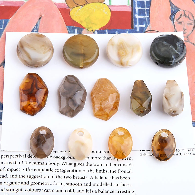 6 шт ретро искусство смолы массивные серьги перфорированные черепаха Facepatch